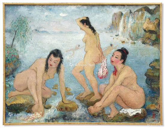 潘玉良 《海边五裸女》油画画布50x65cm约1958年作成交价：2768.4万港元