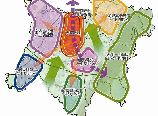 天府新区空间结构规划图(图片来自四川日报)